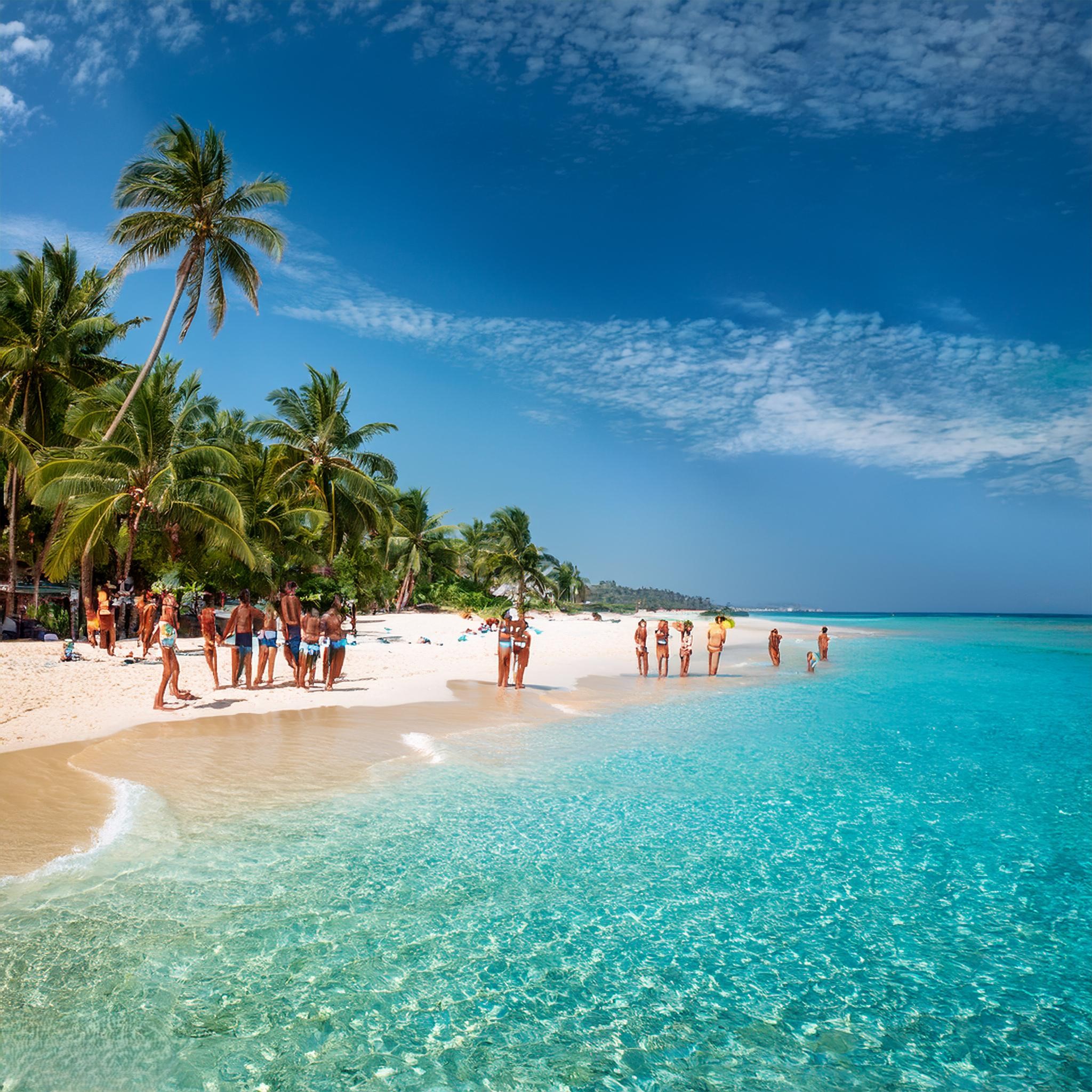 People celebrating in beach 